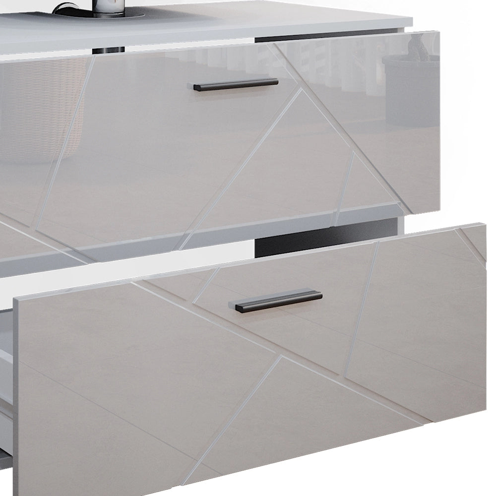 Vicco Set mobili bagno Bianco lucido 4 pezzi, con cassettiera e mobile midi