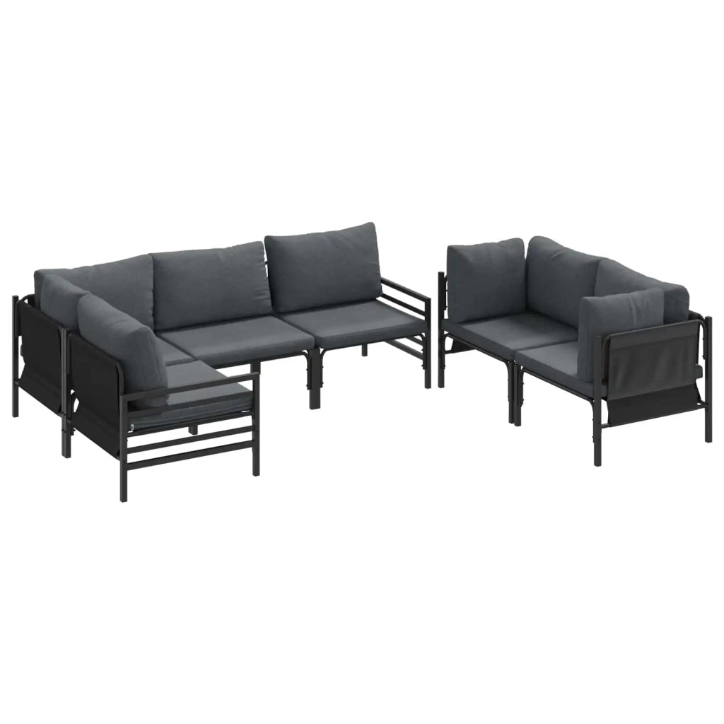 Set Divano da Giardino con cuscino 6 pcs Nero Acciaio 3378987