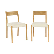 Set 2 sedie bohemien in legno di hevea e tessuto simple, marrone