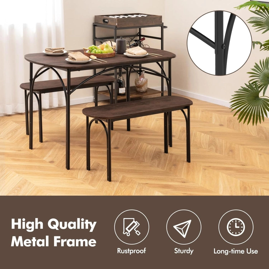 Tavolo da pranzo con 2 panche, tavolo da cucina, set da 3 pezzi, tavolo da pranzo, 70 x 120 x 76 cm, 2 panche da 30 x 90 x 45 cm, sala da pranzo salvaspazio per 4 persone, sala da pranzo