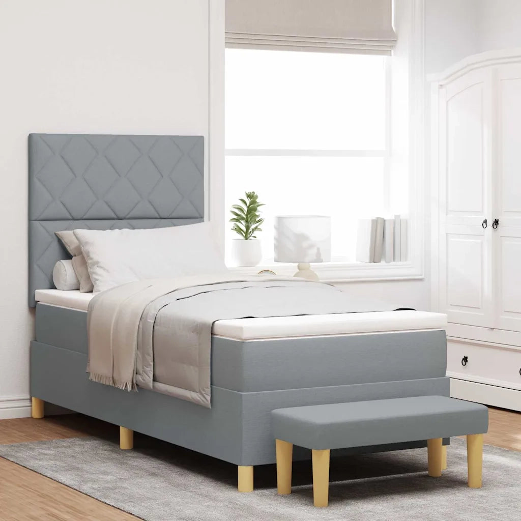 Letto a molle con materasso Grigio chiaro 90 x 200 cm Tessuto 3344345