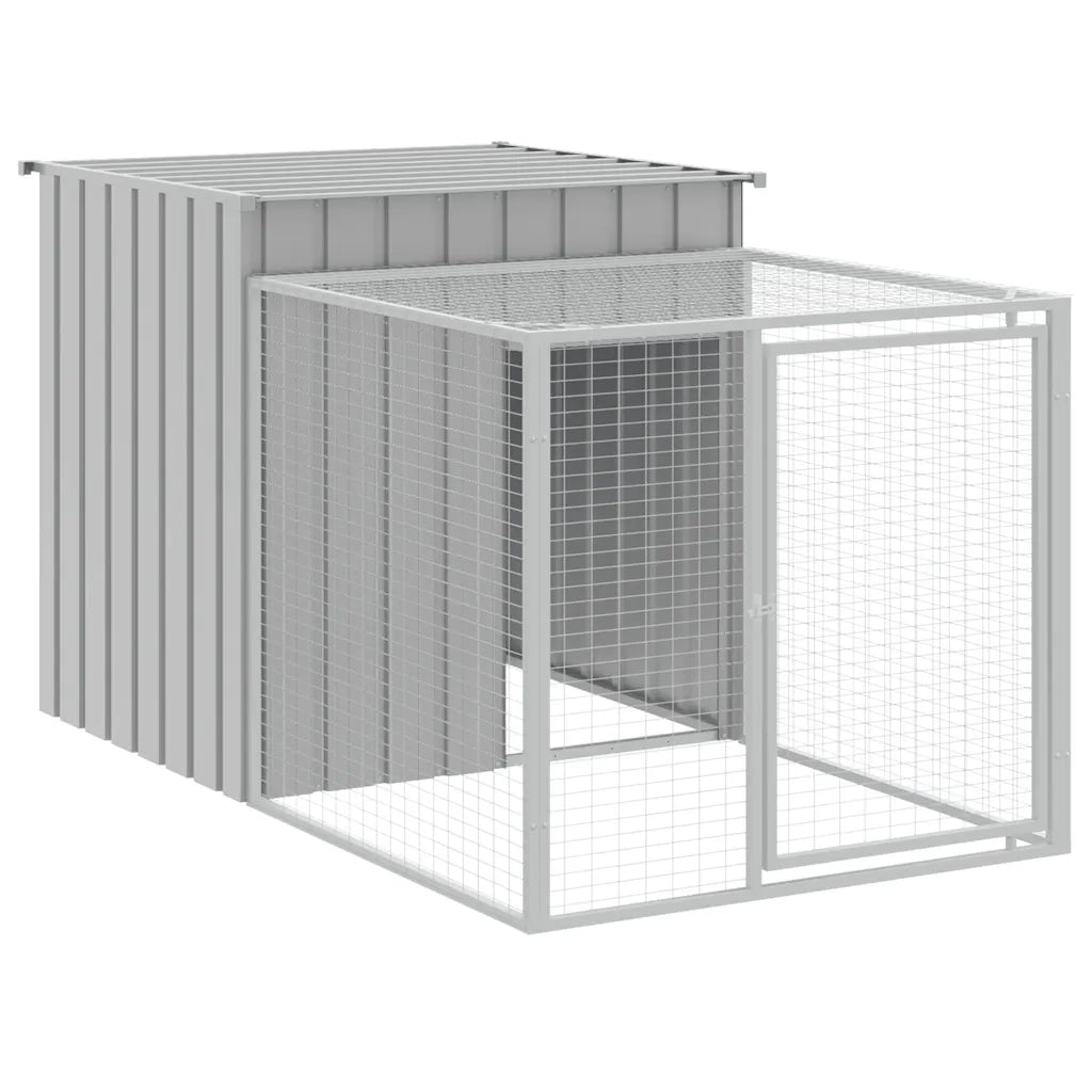 Gabbia per polli con recinto grigio chiaro 110x201x110 cm in acciaio zincato 172360