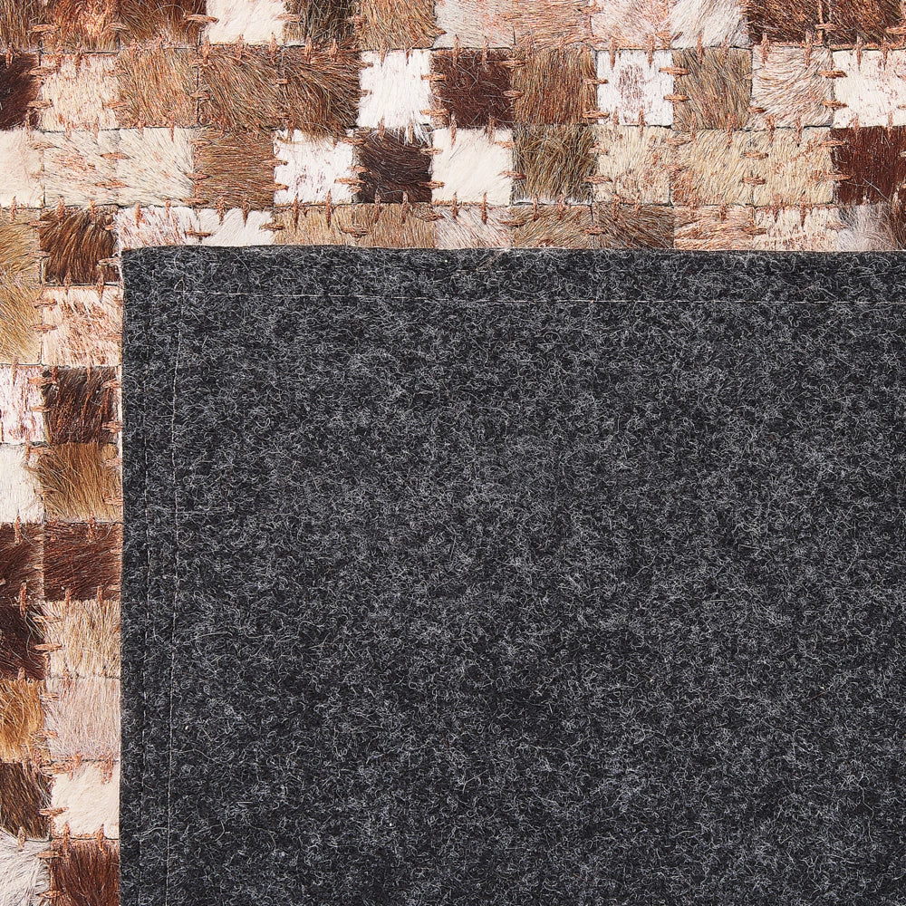 Tappeto tappetino Marrone Pelle Bovina 140 x 200 cm Patchwork Fatto a Mano Moderno Boho