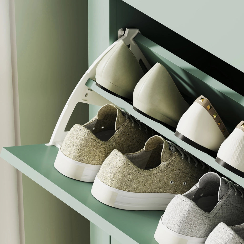 Scarpiera Slim per 14 Paia di Scarpe 80x24x95,5cm 2 Cassetti Verde