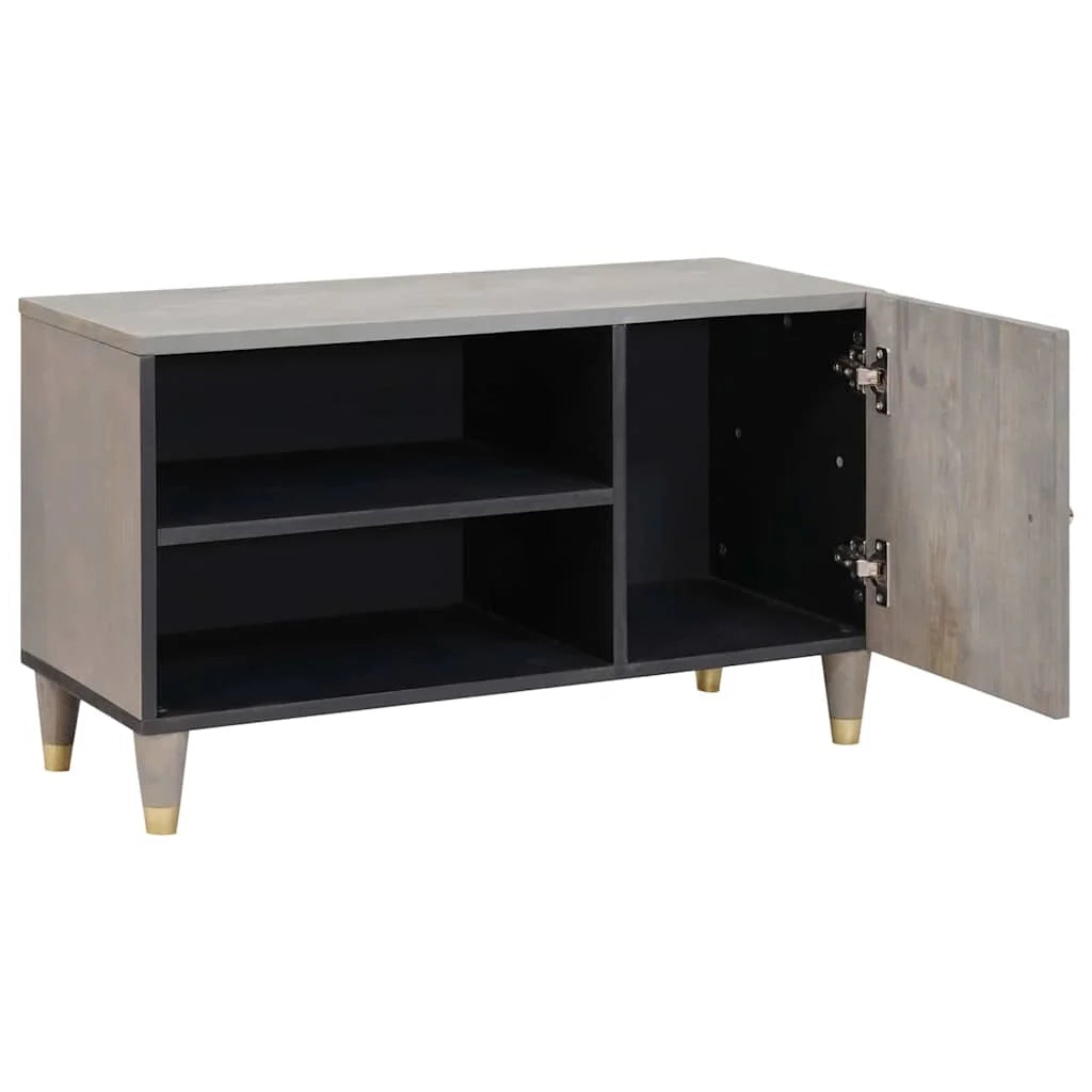 Mobile TV dal design moderno con elegante spazio di archiviazione 80 x 33 x 46 cm legno massello di mango grigio 02_0057883