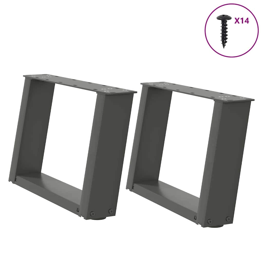 Set di 2 gambe funzionali per tavolino da caffè a forma di U 50 x 30 x 31 cm in acciaio antracite 02_0057031