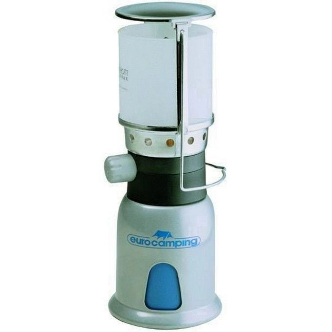 Eurocamping 1081 Lampada a Gas Portatile con Accensione Piezo 100 W Base in Metallo compatibile con Bombolette Standard usa e getta colore Acciaio
