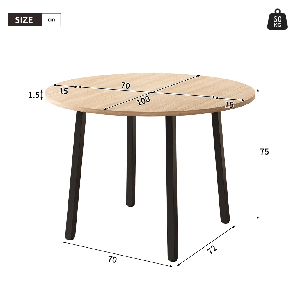Tavolo da pranzo pieghevole per 2-4 persone con piano rotondo, in MDF, colore rovere, per cucina e soggiorno