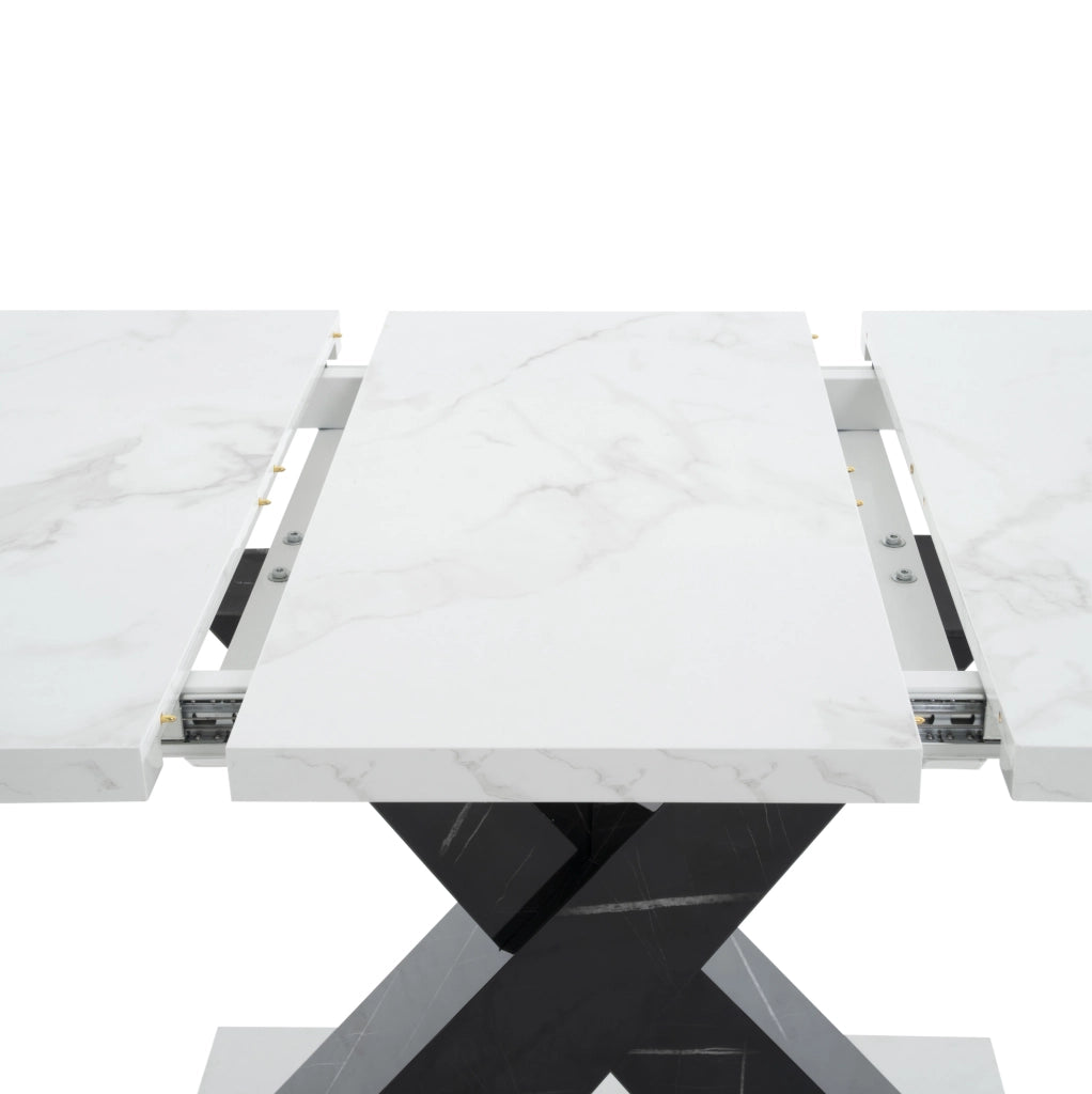 Tavolo da pranzo allungabile 120-160x80 cm bianco e nero