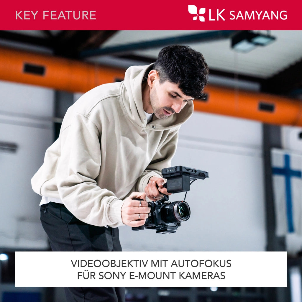 Obiettivo video V-AF 20 mm T1,9 FE compatibile con Sony E, per videocamera, con autofocus risoluzione 8K e lampada Tally, alta intensità luminosa per full-frame e APS-C