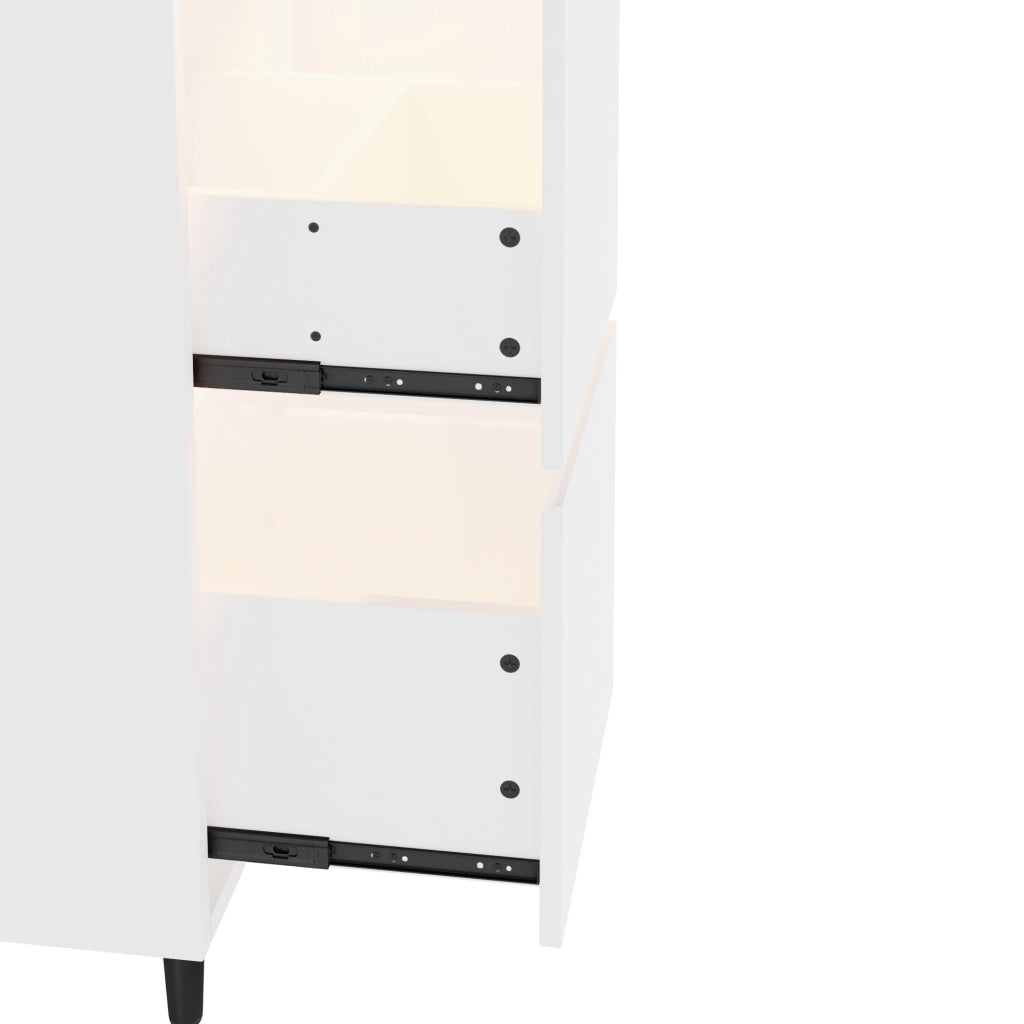 Mobile lavabo freestanding 61 x 46,5 x 87 cm con doppio cassetto, lavabo in ceramica integrato e finitura laccata bianca