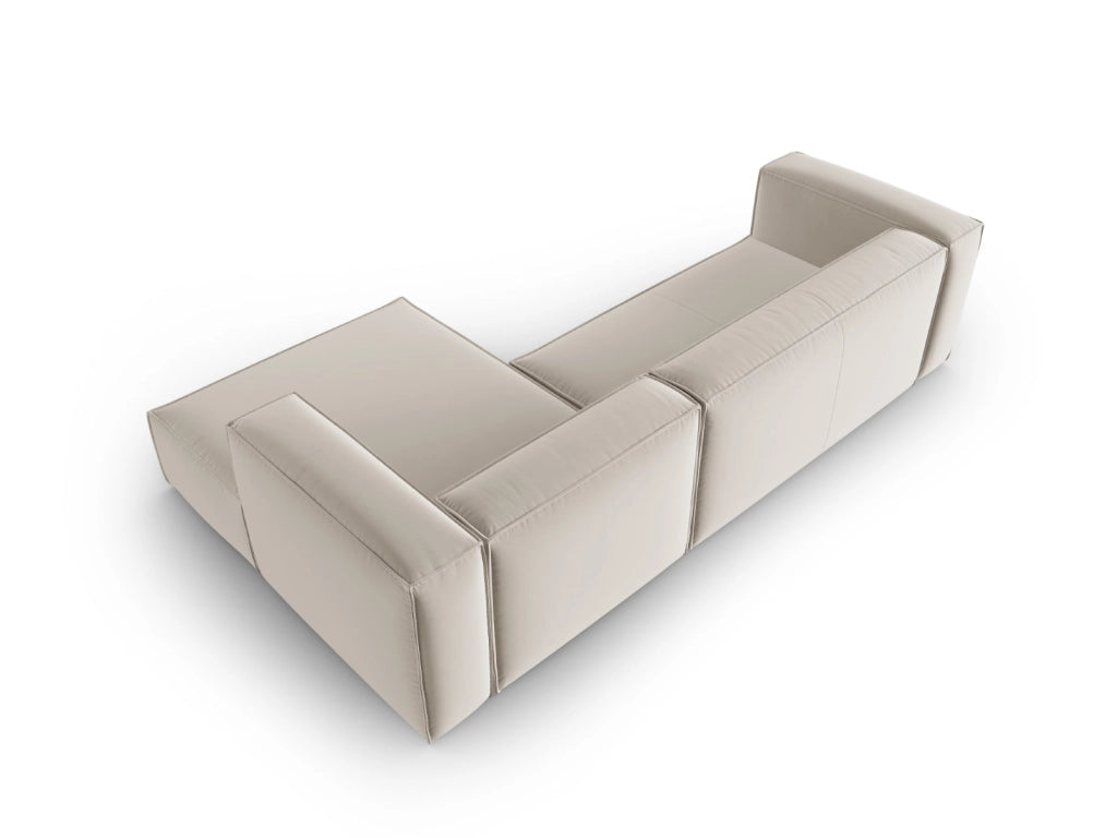 Cosmopolitan Design - Divano angolare destro "Mackay" 4 posti in velluto ecru 