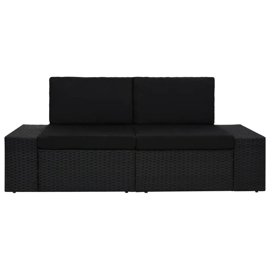 Divano Modulare a 2 Posti in Polyrattan Nero cod mxl 63747