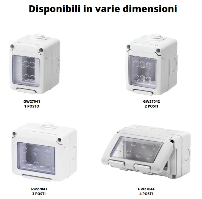 Gewiss scatola parete grigia ip55 stagna 4 posto gw27044