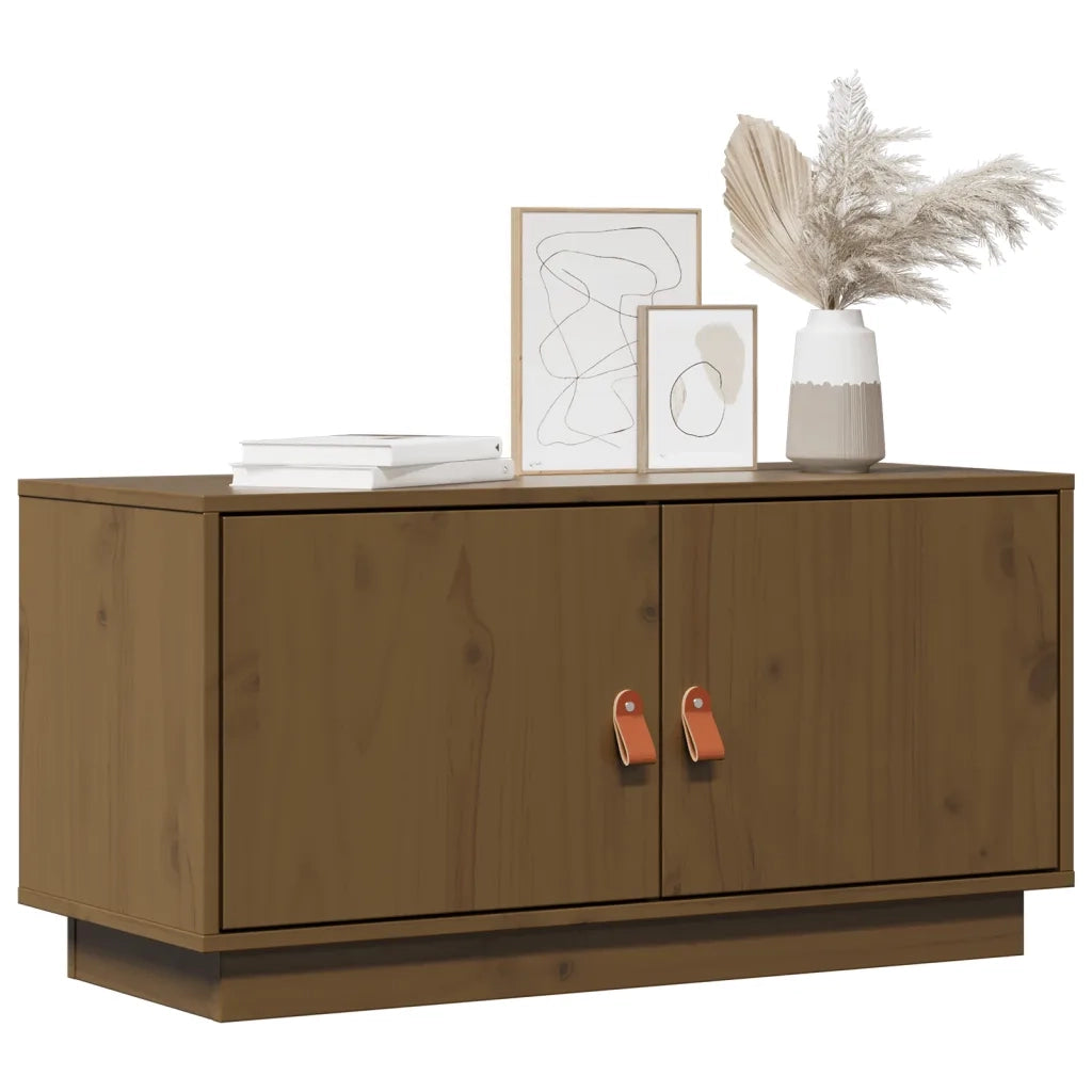 Mobile TV | Armadietto TV | Mobile Porta TV Ambrato 80x34x40 cm in Legno Massello di Pino