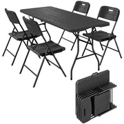 Set Tavolo e Sedie da Pranzo Pieghevole ¨C zephmum ¨C Nero, Metallo e HDPE