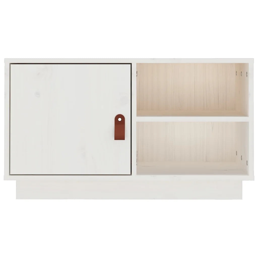 Mobile Porta TV Bianco 70x34x40 cm in Legno Massello di Pino 818236