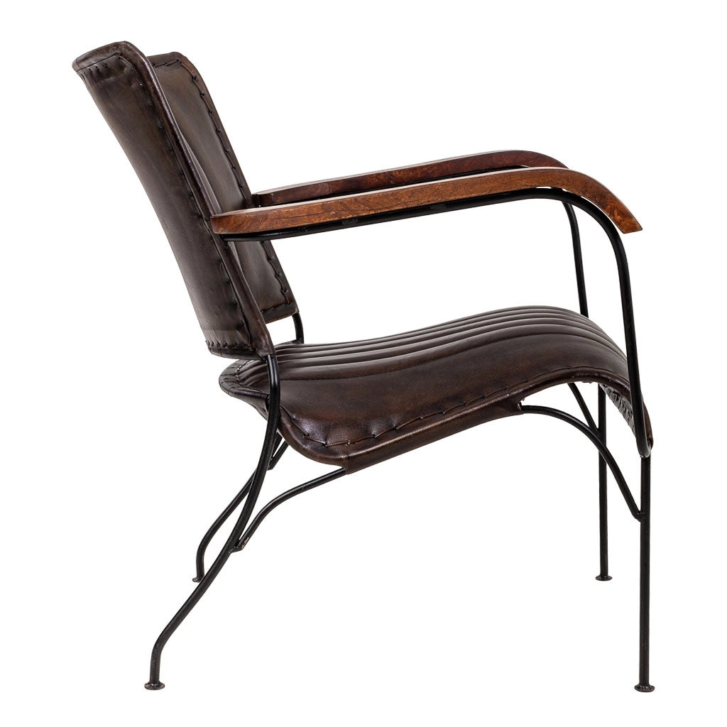 Poltrona in metallo e pelle marrone 65x72x74 h