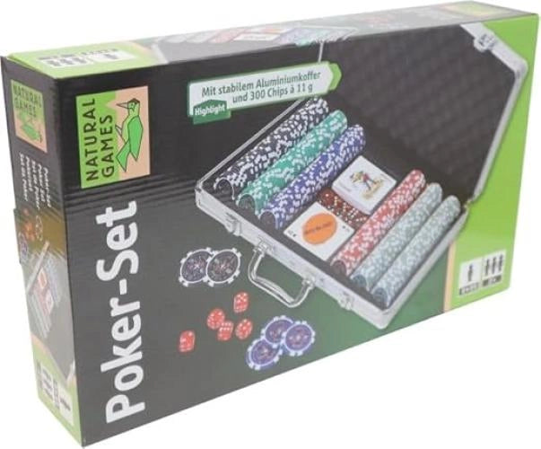 Set Poker, Valigetta con 300 chips, 2 mazzi,5 dadi ,Vedes,Eta 2+