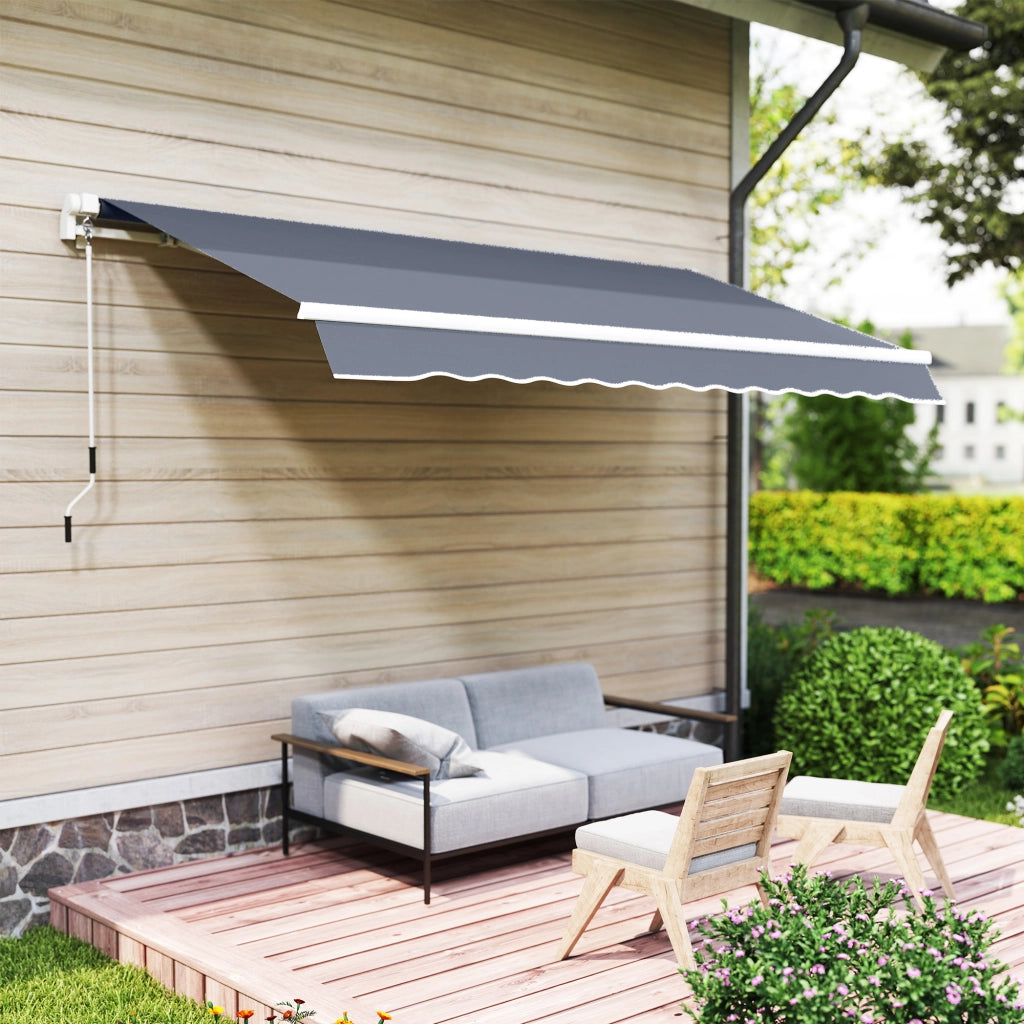 Tenda da Sole per Esterno 360x250 cm a Bracci Avvolgibile con Apertura a Manovella Grigio