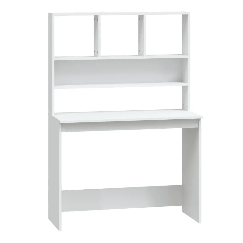 Scrivania con Mensole-Scrivanie per ufficio e studio Bianca 102x45x148 cm in Legno Multistrato