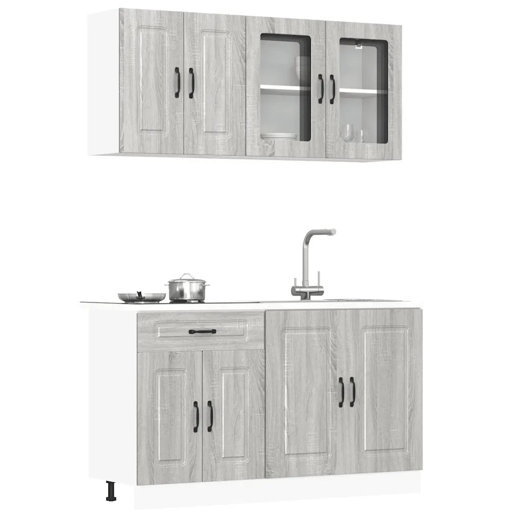 Set Armadio pensile | Mobili da Cucina 4 pz Kalmar Grigio Sonoma in Truciolato