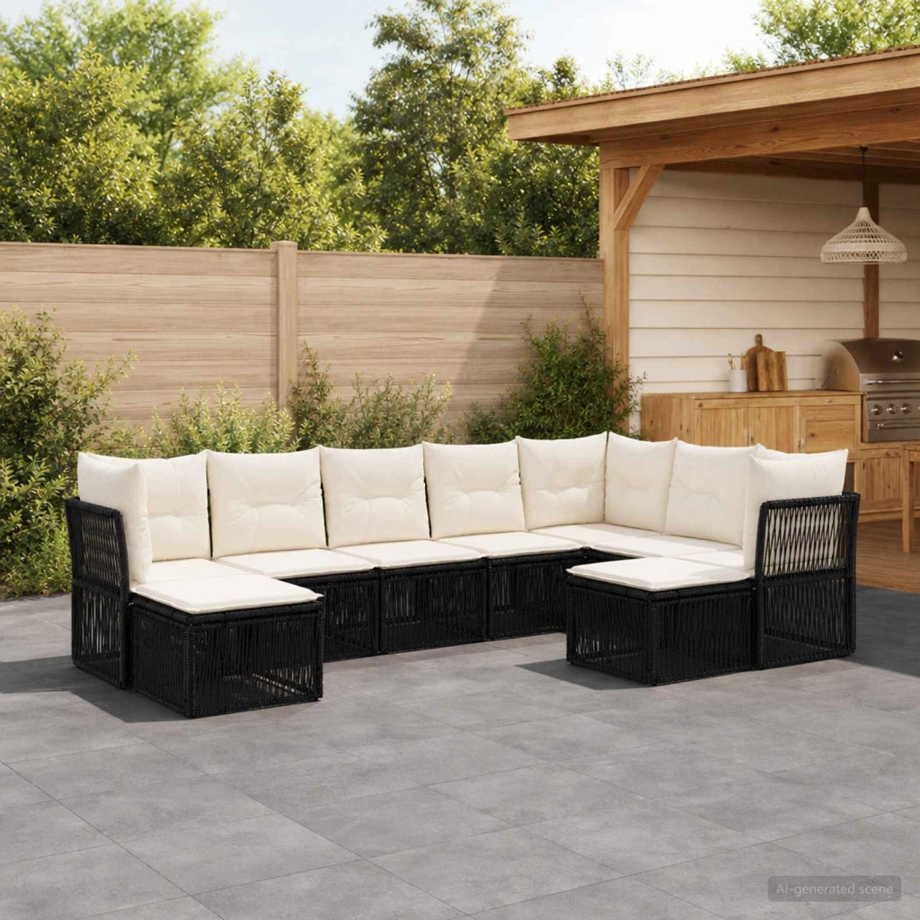 Set Divano da Giardino 9 pz Nero polyrattan 3434440