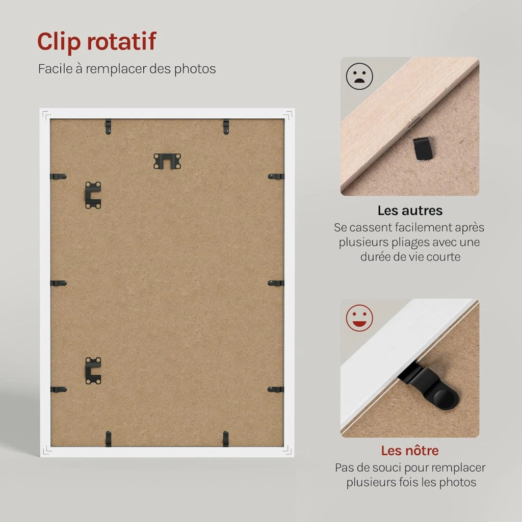 Set di 10 Cornici 40x60 cm con Passepartout, Portafoto in Orizzontale o Verticale, da Parete o Tavolo, in Legno MDF, Bianco