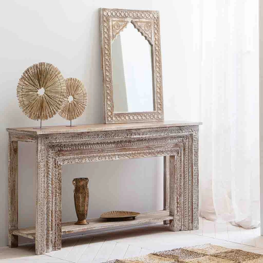 Specchio in legno invecchiato marrone 60x4x90