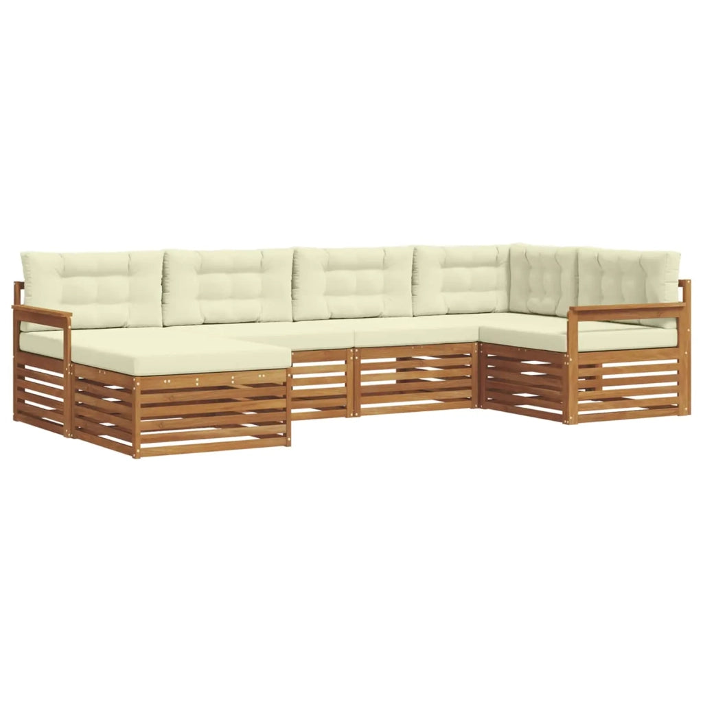 Set di divani da esterno con cuscino 6 pcs Naturale e Crema 3373725