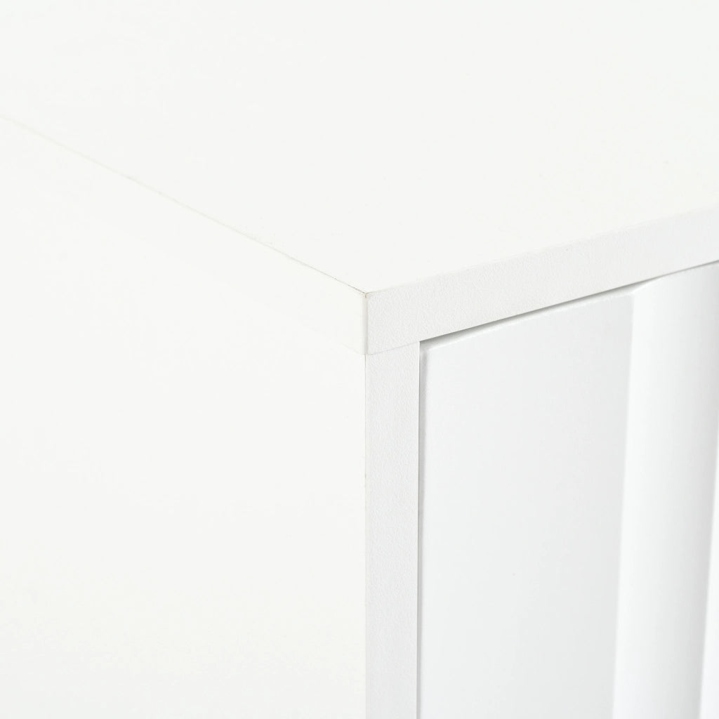 OKWISH Mobile TV con 4 Ante e 8 Ripiani, Gambe Dorate, Frontali Scanalati, per Soggiorno, MDF, Bianco, 190 x 38 x 48 cm
