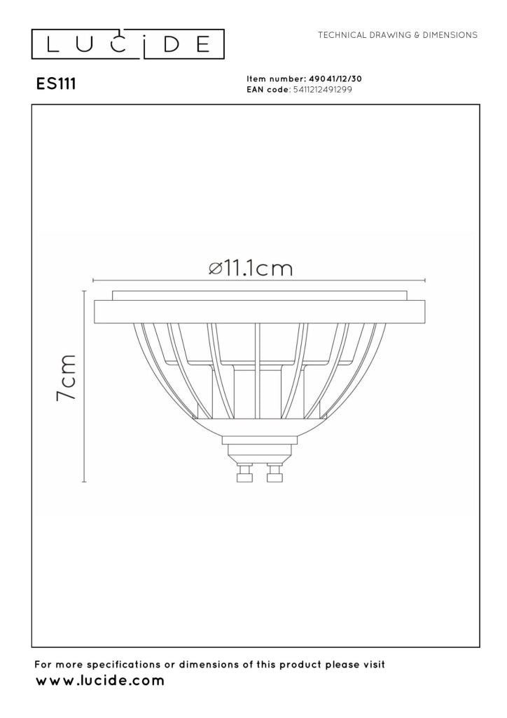 Lampadina LED GU10 nera riflettore 12W 820 lm Lucide