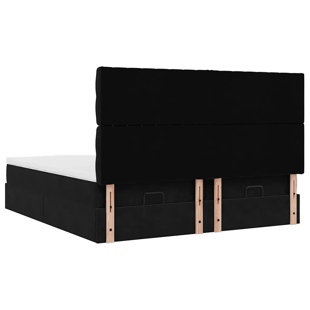 vidaXL Struttura Letto Pouf con Materassi Nero 160x200 cm in Velluto