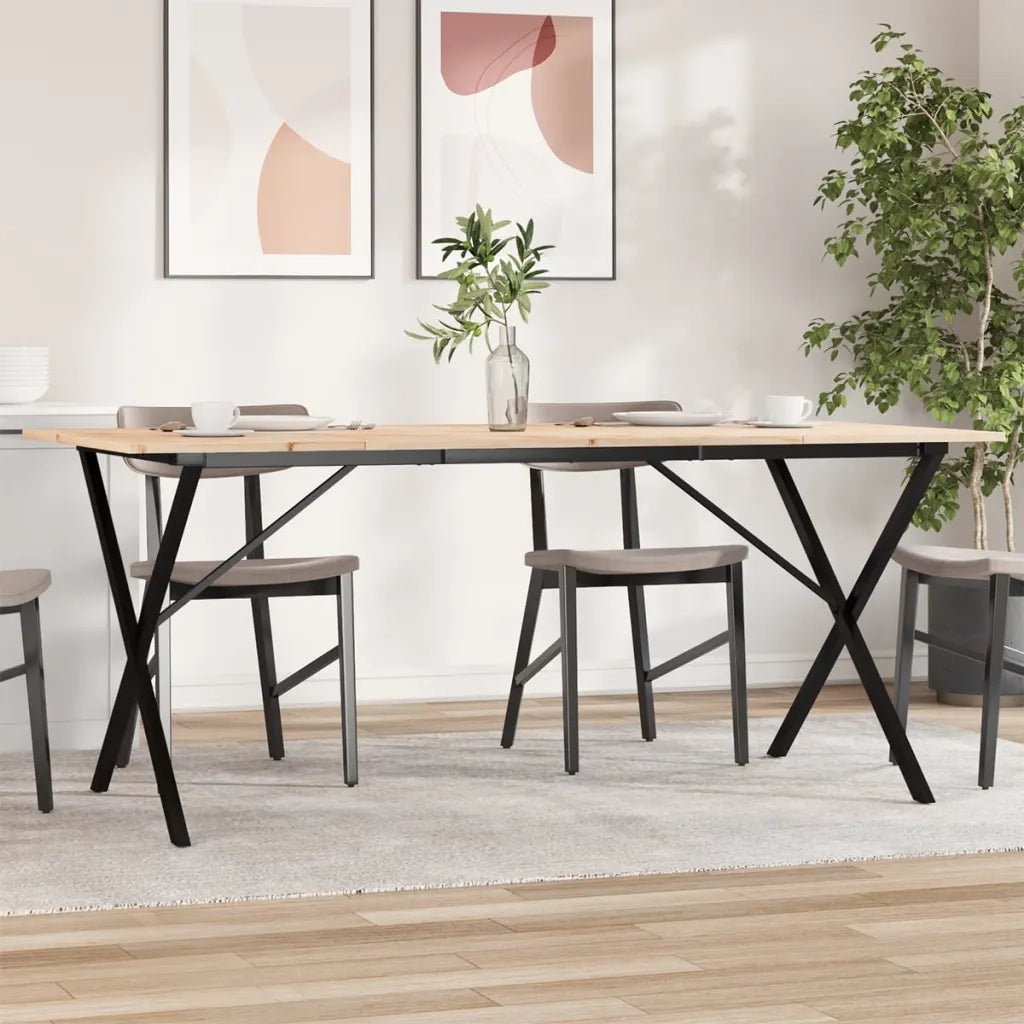 Tavolo da Pranzo Telaio a X 180x90x75 cm Legno Pino e Acciaio