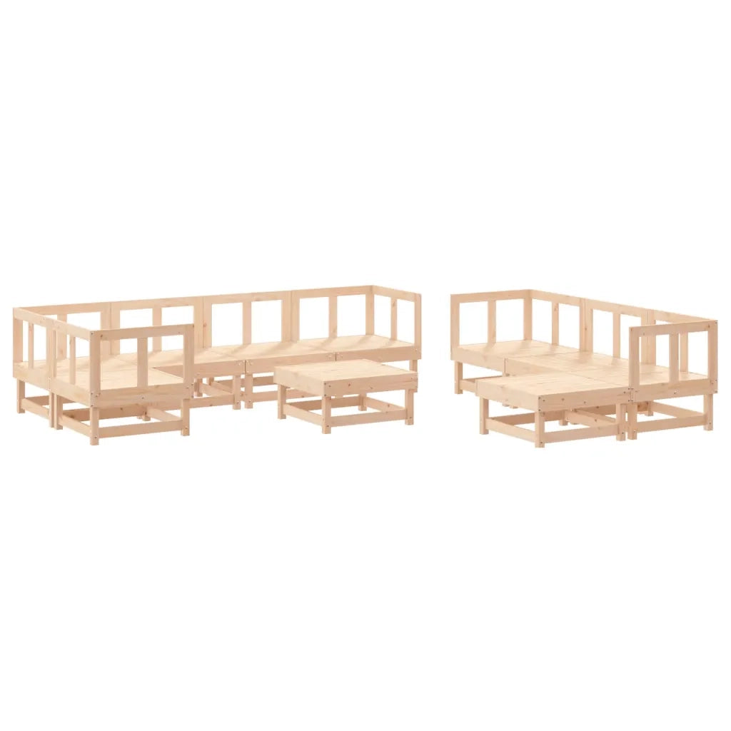 Set Salotto da Giardino 10 pz in Legno Massello di Pino 3186564