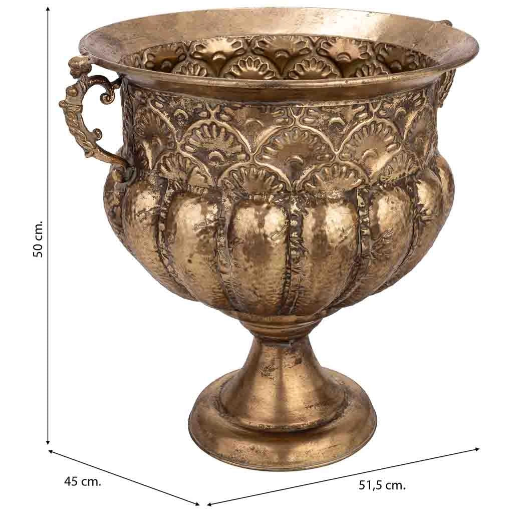 Vaso da fiori in metallo dorato 51,5x45x50h cm