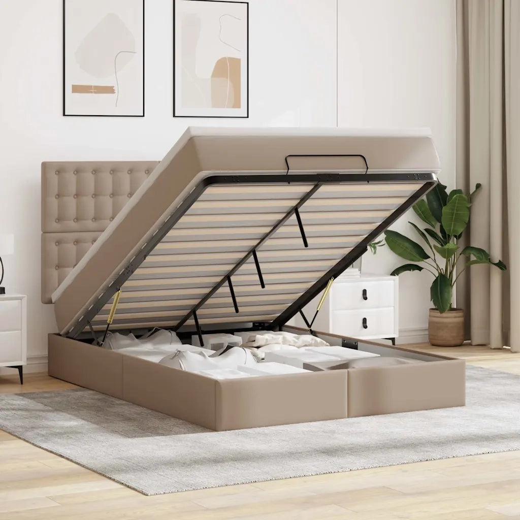 Struttura Letto Pouf con Materasso 140x200 cm Similpelle 3313010