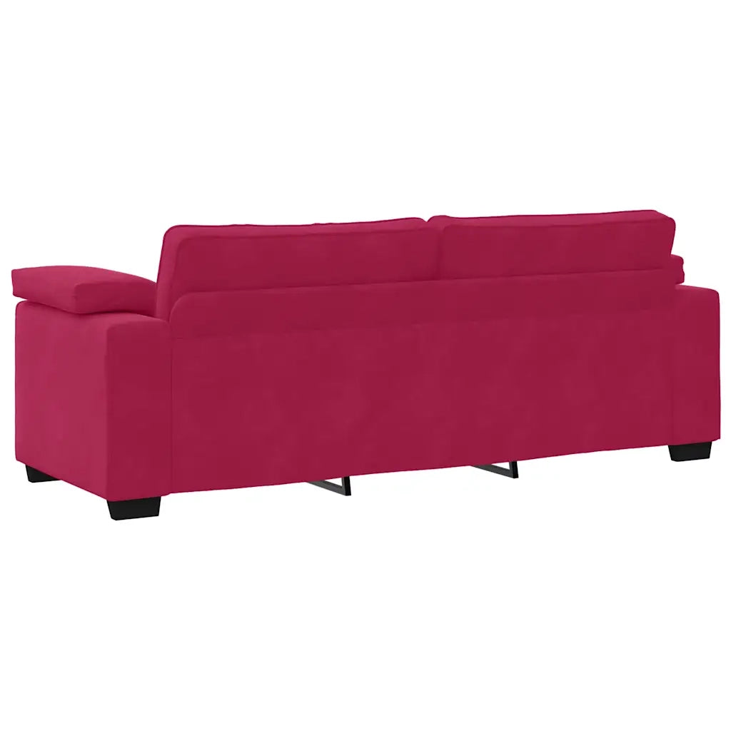 Divano a 3 Posti Rosso Vino 220x77x82 cm in Velluto 4105281