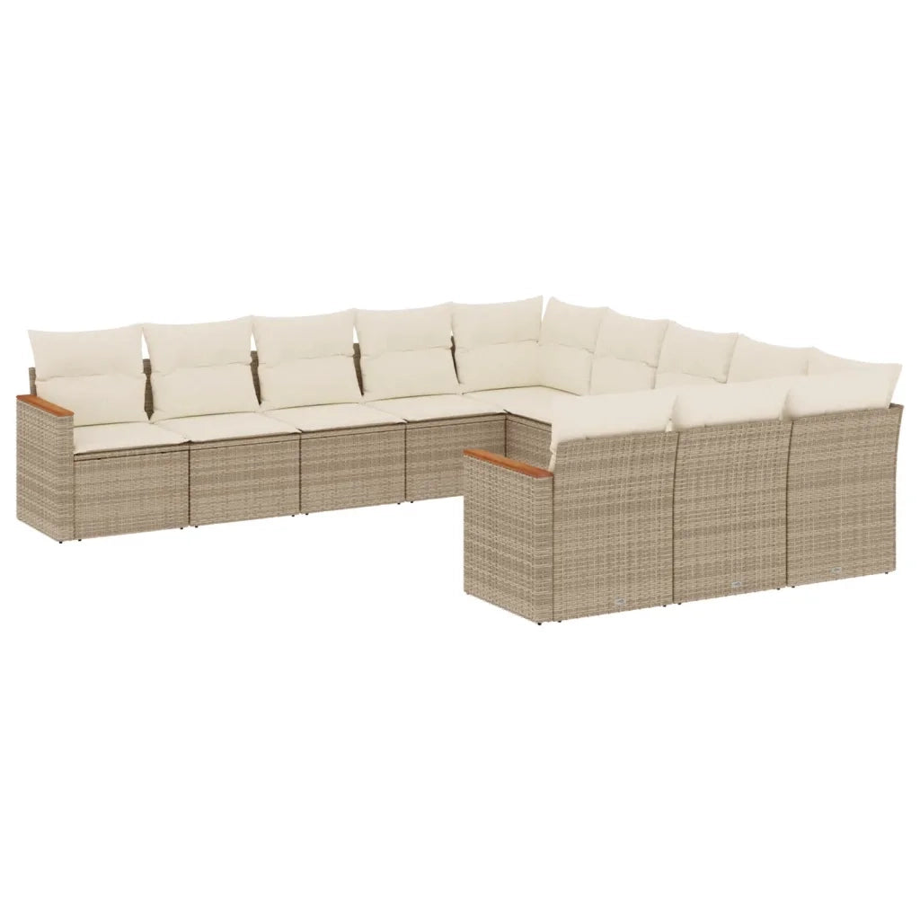 Set Divani da Giardino 11 pz con Cuscini Beige in Polyrattan 3258831
