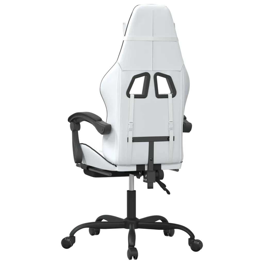 Sedia da Gaming Girevole Poggiapiedi Bianco e Nero Similpelle 349541
