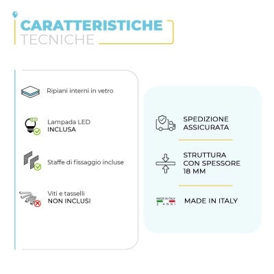 Specchio contenitore 68x61 cm rovere scuro con pensile e LED Way