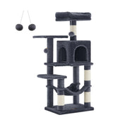 Albero per gatti con amaca e torre da gioco 143 cm grigio 2_0003847