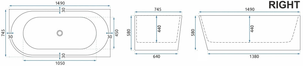 Vasca Bagno Sydney Bellanto Destra 150cm Copritappo oro spazzolato