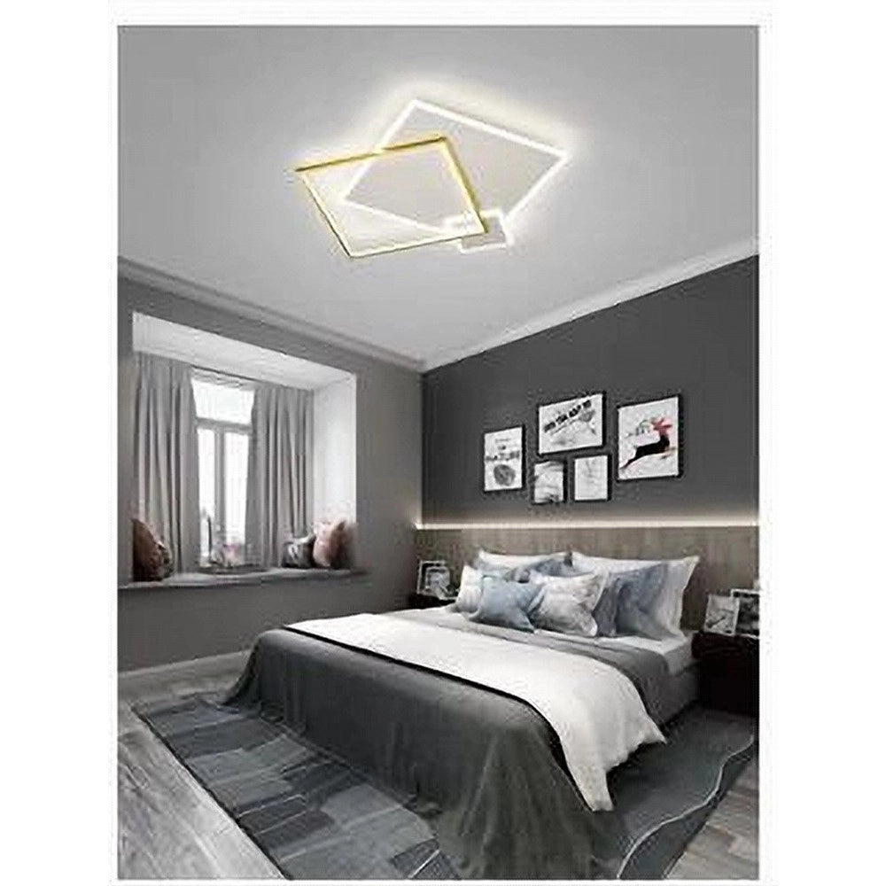 Trade Shop - Plafoniera Led 46watt Quadrato Oro Moderno Lampadario Soffitto Luce Bianco 71486 -