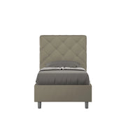Letto imbottito Singolo 80x190 cm Priya - Similpelle,Cappuccino,Contenitore