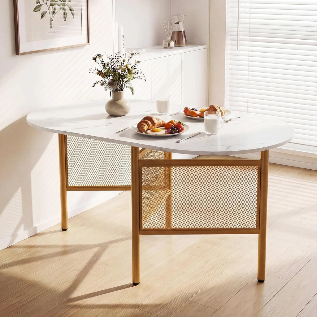 Tavolo da Pranzo Pieghevole per 6-8 Persone, Tavolo Consolle Estensibile Salvaspazio con Ali Ribaltabili con Ganbe in Metallo per Cucina e Soggiorno, 150 x 80 x 76 cm (Bianco)