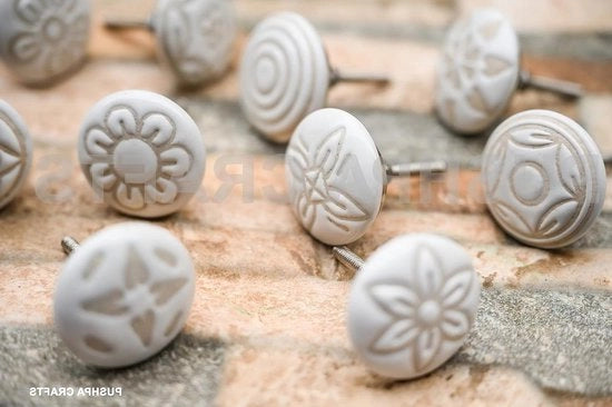 20x Mix Vintage Look con Cremo Cremo Bocciolo Ceramico Maniglia Cassetto Lavello Maniglia Tirante