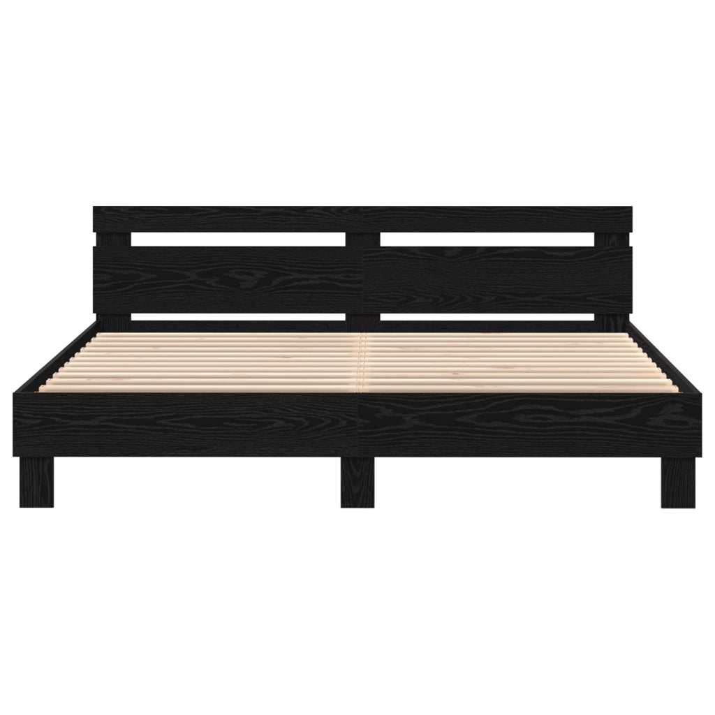 Telaio letto legno Rovere nero Legno massello 200 x 200 cm