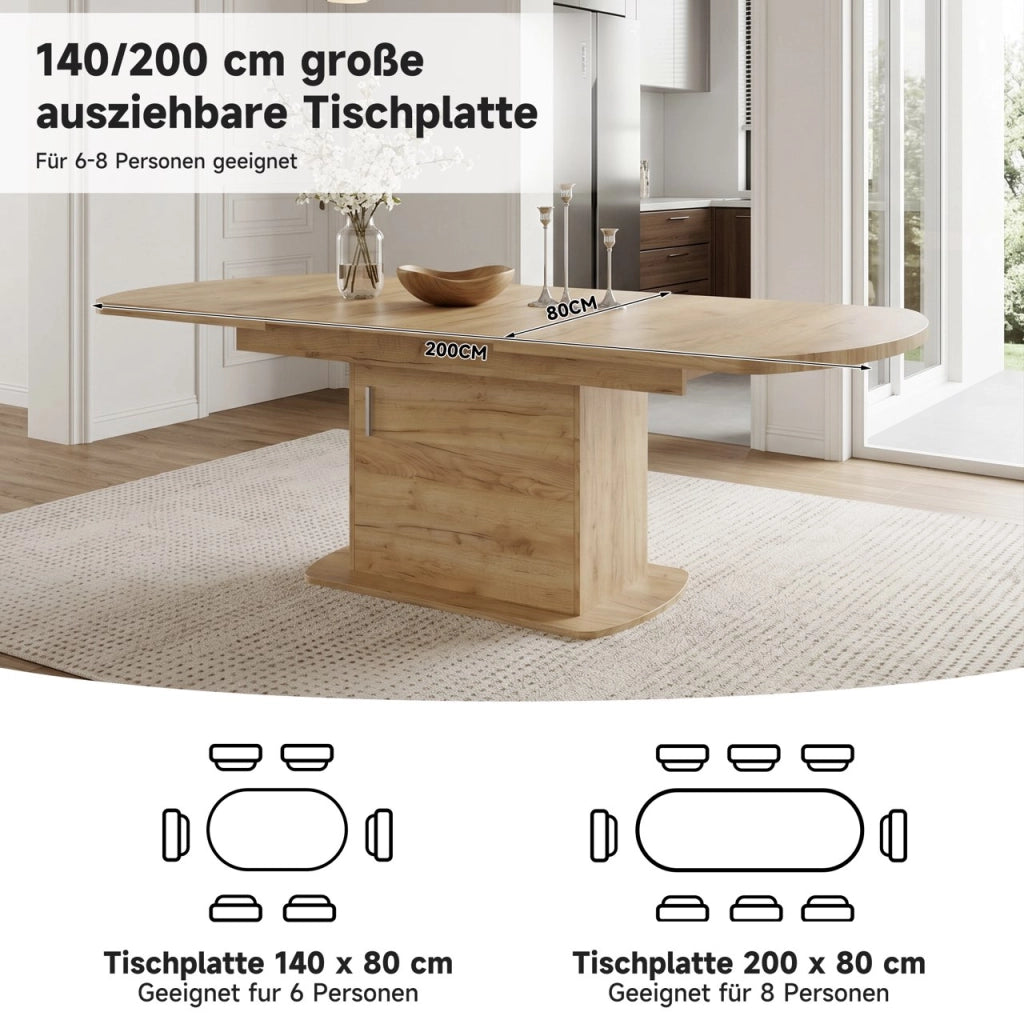 Tavolo da pranzo allungabile ovale con vani contenitore, multifunzione, per cucina e soggiorno, in truciolare, rovere