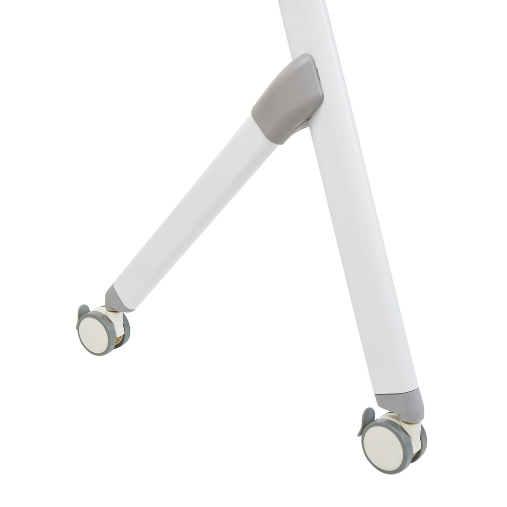 Scrivania rettangolare pieghevole con rotelle portatile con struttura in metallo marrone chiaro e bianco 180 x 60 stile moderno